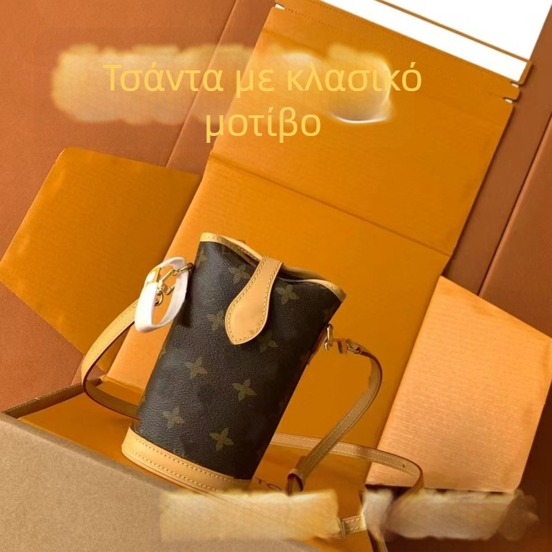 Δερμάτινη μονόγραμμα ρετρό τσάντα χιαστί, μικρή τσάντα για κινητό, ελαφρύς πολυτελής σχεδιασμός