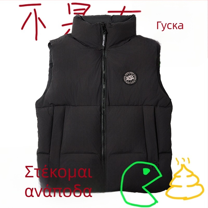 Ανδρικό ελαφρύ γιλέκο από πούπουλα με fleece επένδυση και σταθερό γιακά