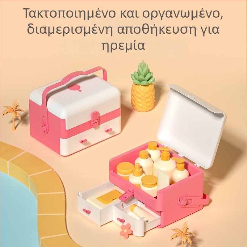Μεγάλο φορητό κουτί αποθήκευσης φροντίδας μωρού, ανθεκτικό στη σκόνη, για αποθήκευση βρεφικών ειδών και φαρμάκων
