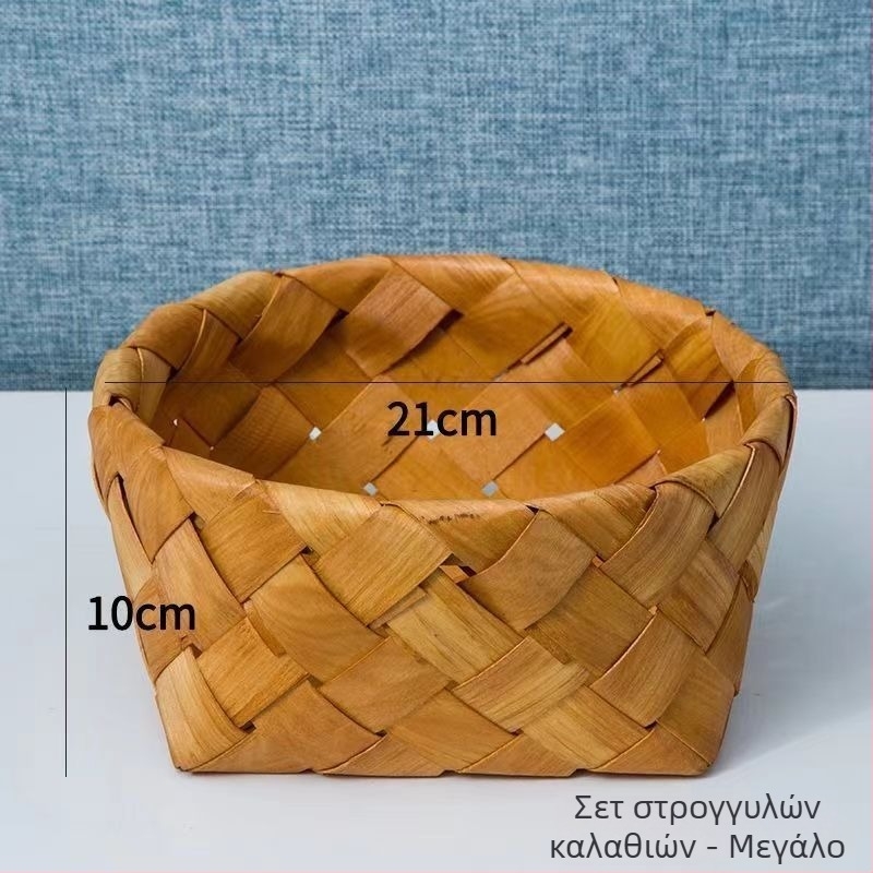 Ξύλινο καλάθι αποθήκευσης με λωρίδες για την κουζίνα - καλάθι φρούτων και λαχανικών, αυγά, κρεμμύδια, τζίντζερ, σκόρδο, καλάθι λουλουδιών, σε νέο κινεζικό στυλ