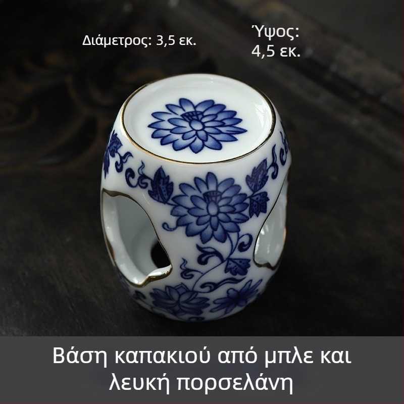 Κεραμική βάση καπακιού μπλε-λευκή για πολυτελές τσαγιέρα, λευκά πορσελίνινά καλύμματα γκάϊβαν και εξαρτήματα μπολ για τελετή τσαγιού
