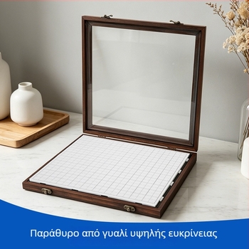 Ξύλινο κουτί αποθήκευσης χαντρών με καπάκι αναδιπλούμενο και διαχωριστή βάση, αντί διαρροών