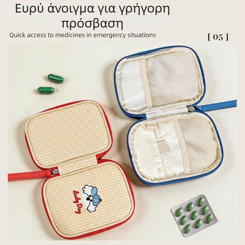 Τσαντάκι φαρμάκων με σχέδιο καρτούν, φορητό ιατρικό σετ ταξιδιού, με μεγάλη χωρητικότητα για εξωτερική πρώτη βοήθεια