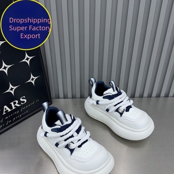 Γυναικείες sneakers με σχέδιο αστεριών, λευκές, χοντρή σόλα, αθλητικά-καθημερινά παπούτσια για άνοιξη, αύξηση ύψους