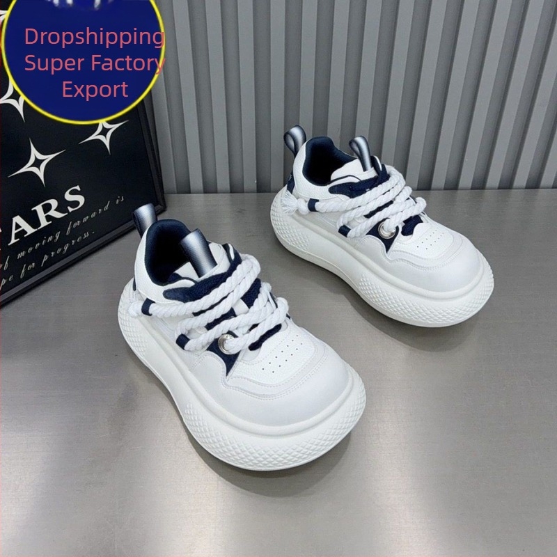 Γυναικείες sneakers με σχέδιο αστεριών, λευκές, χοντρή σόλα, αθλητικά-καθημερινά παπούτσια για άνοιξη, αύξηση ύψους