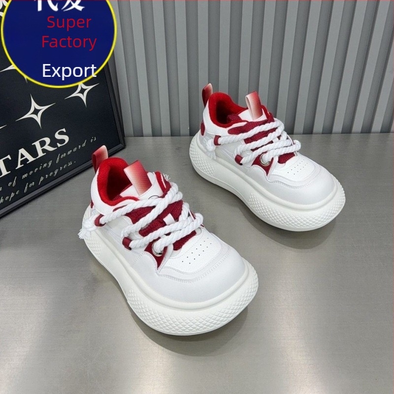 Γυναικείες sneakers με σχέδιο αστεριών, λευκές, χοντρή σόλα, αθλητικά-καθημερινά παπούτσια για άνοιξη, αύξηση ύψους