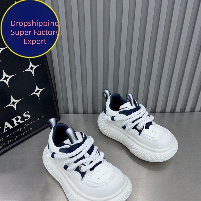 Γυναικείες sneakers με σχέδιο αστεριών, λευκές, χοντρή σόλα, αθλητικά-καθημερινά παπούτσια για άνοιξη, αύξηση ύψους