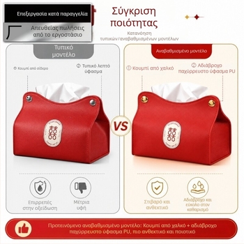 Κουτί χαρτομάντιλων σε κινεζικό εορταστικό στιλ, ανθεκτικό στη σκόνη, ενισχυμένο, με κούμπωμα διπλής όψεως, κομψό διακοσμητικό για το σπίτι.