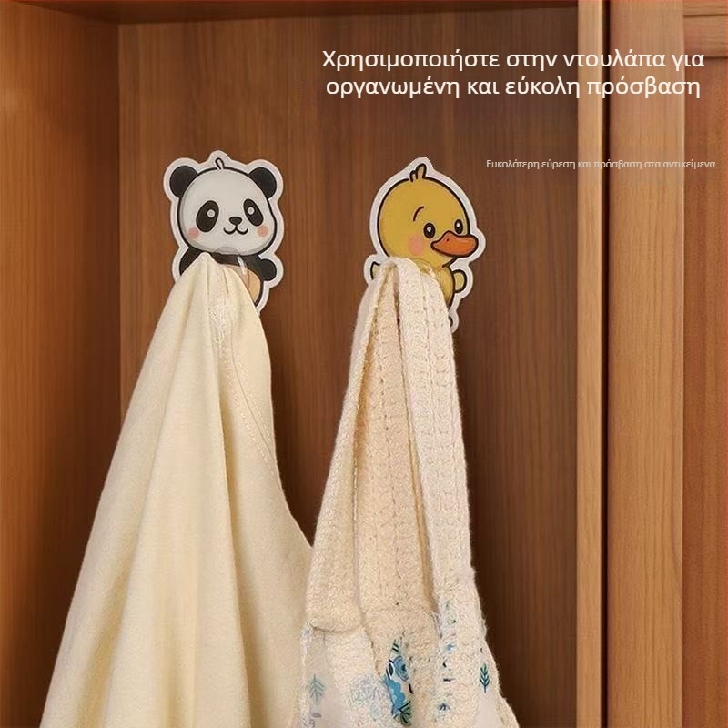 Γλυκό αυτοκόλλητο γάντζος μπάνιου, αδιάβροχο, χωρίς τρύπες, χωρίς ίχνη, σχέδιο ζώων, δημιουργική αποθήκευση τοίχου