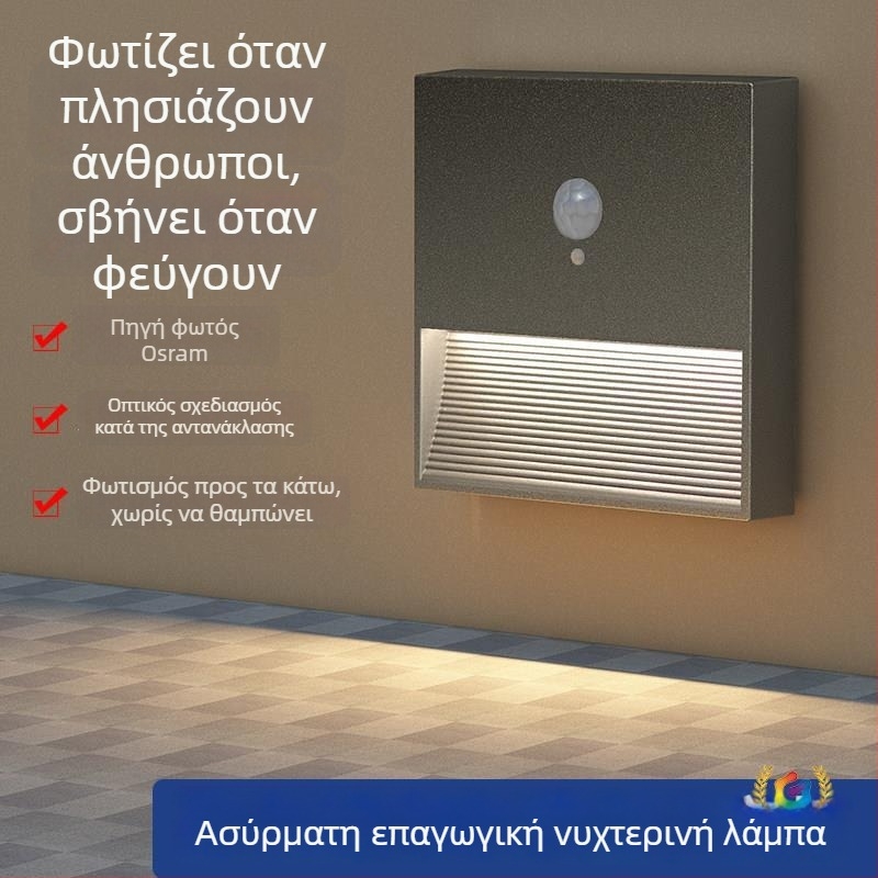 Νυχτερινό φωτιστικό με αισθητήρα κίνησης για διάδρομο και σκάλες, μαγνητική στερέωση και έξυπνο φόρτιση