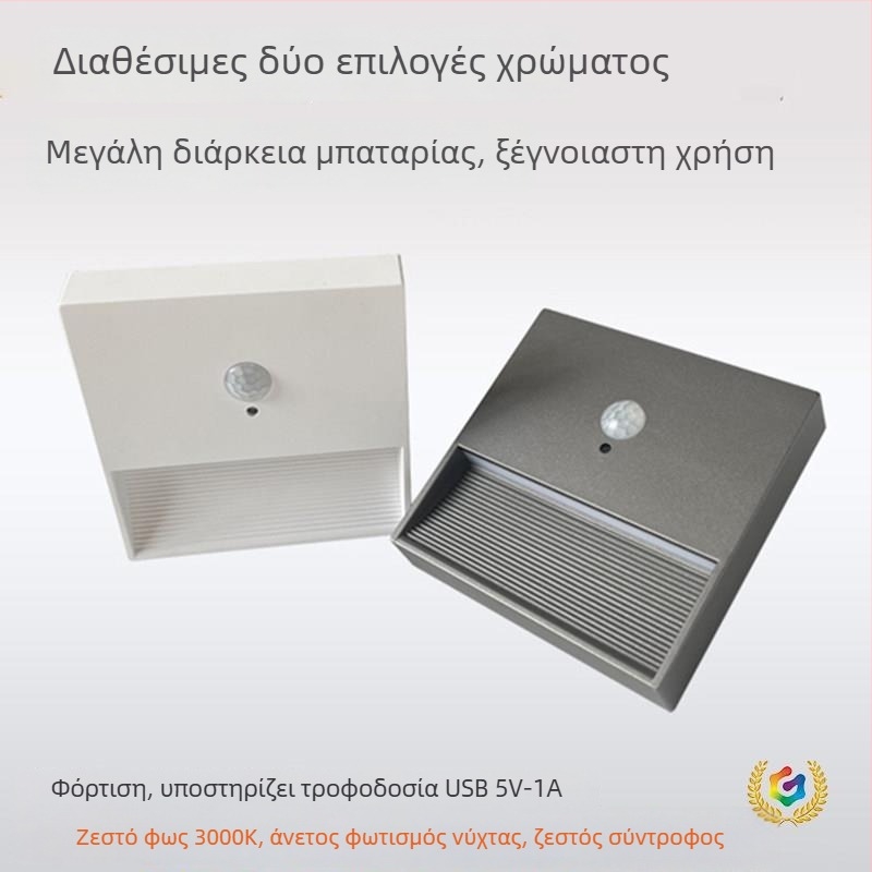 Νυχτερινό φωτιστικό με αισθητήρα κίνησης για διάδρομο και σκάλες, μαγνητική στερέωση και έξυπνο φόρτιση