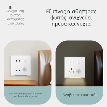 Λαμπτήρας με αισθητήρα κίνησης, υποδοχή τύπου 86 με πέντε οπές και νυχτερινό φως, για διάδρομο και κοντά στο κρεβάτι, ενσωματωμένος φωτισμός δαπέδου