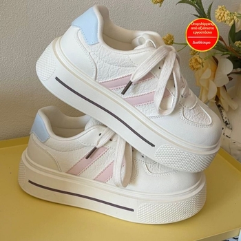 Γυναικείες υπερ-μαλακές sneakers με φαρδιά φτέρνα για αύξηση ύψους, casual λευκά αθλητικά παπούτσια, 2026 άνοιξη