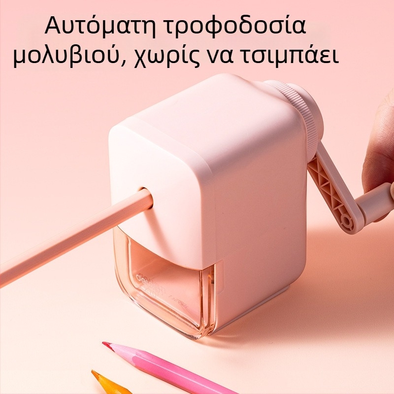 Deli X80 ορθωτής μολυβιών σε σχήμα ιπποπόταμου για παιδιά, γλυκός χειροκίνητος ορθωτήρας για λεπτές μολύβες