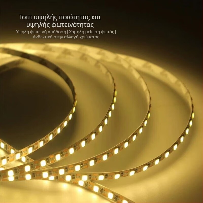 Λωρίδα LED 24V με 120 LED, SMD2835, ζεστό λευκό, αυτοκόλλητη, εσωτερικός διακοσμητικός φωτισμός