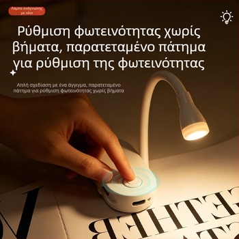 USB επαναφορτιζόμενη λαμπάρα γραφείου με κλιπ, διπλής χρήσης, απαλό LED φως προστασίας ματιών, νυχτερινό φως για ανάγνωση και μελέτη