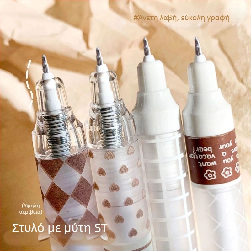 Πένα gel με σχέδιο καρό, μηχανισμός πάτημα, μεγάλη χωρητικότητα, μινιμαλιστικός σχεδιασμός, ST άκρη, μελάνι μαύρο άνθρακα, για πρακτική μαθητών