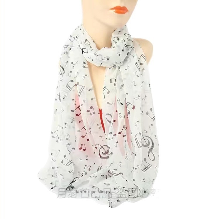 Γυναικείος φουλάρι chiffon μακρύς, με μοτίβο ευτυχισμένου πουλιού, 50×155 εκ., πολυεστέρας