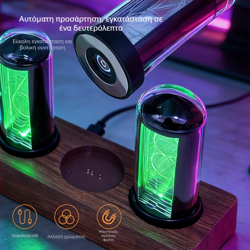 LED ψηφιακό ρολόι τύπου Nixie, πολύχρωμο RGB, κυβερνοπάνκ στυλ για διακόσμηση επιτραπέζιου υπολογιστή παιχνιδιών