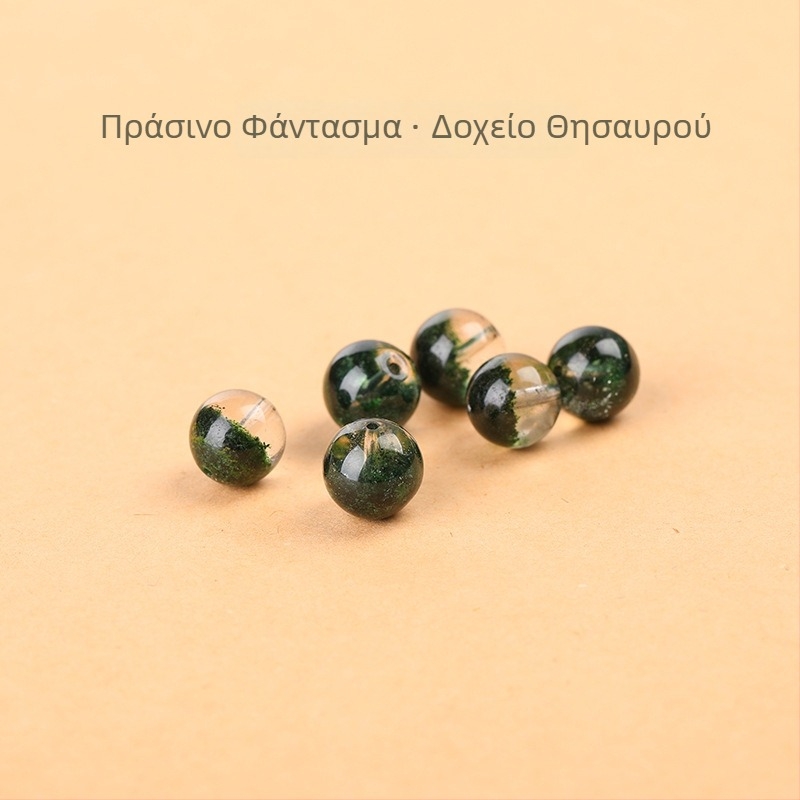 Φυσικές πράσινες χάντρες κρυστάλλου Green Ghost, για DIY κοσμήματα, στρογγυλές 10 mm, διαχωριστικές χάντρες