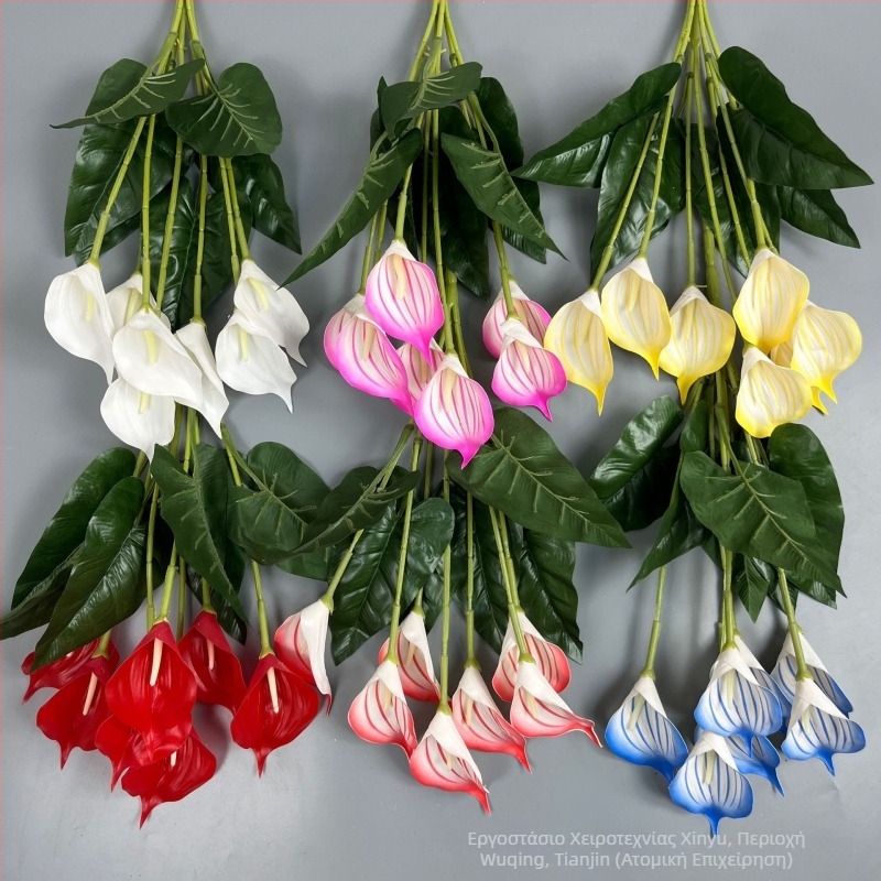 Τεχνητά άνθη Calla Lily, 7 κεφαλές, 3D εκτύπωση, διακόσμηση γάμου, αξεσουάρ φωτογράφισης