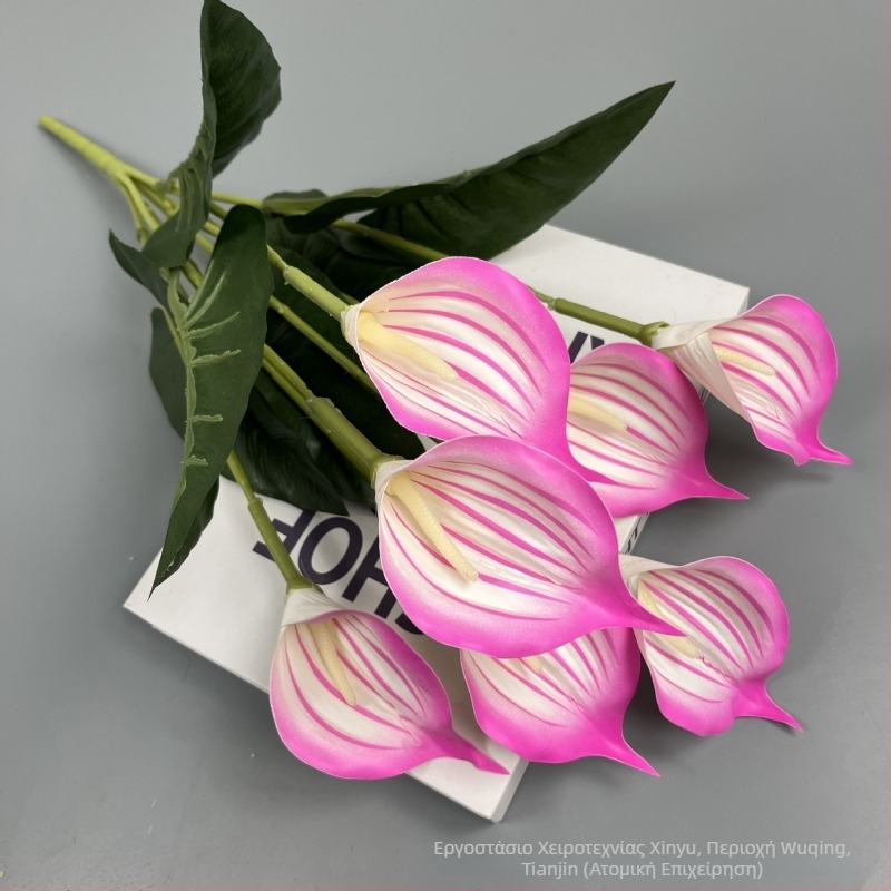 Τεχνητά άνθη Calla Lily, 7 κεφαλές, 3D εκτύπωση, διακόσμηση γάμου, αξεσουάρ φωτογράφισης