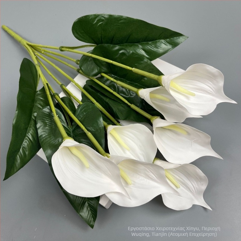 Τεχνητά άνθη Calla Lily, 7 κεφαλές, 3D εκτύπωση, διακόσμηση γάμου, αξεσουάρ φωτογράφισης
