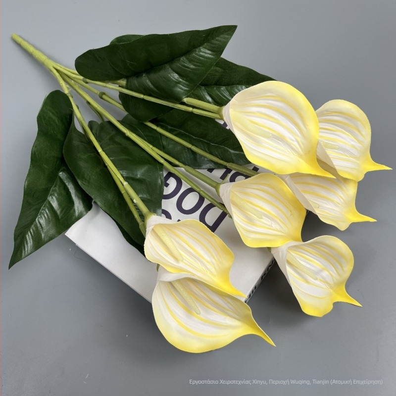 Τεχνητά άνθη Calla Lily, 7 κεφαλές, 3D εκτύπωση, διακόσμηση γάμου, αξεσουάρ φωτογράφισης
