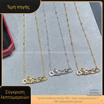 Κολιέ V με επίχρυσο και πραγματικό χρυσό, CNC κατασκευή, λεοπάρ κολιέ με διαμάντια σε κηλίδες, εξατομικευμένη hip-hop Cuban αλυσίδα, unisex