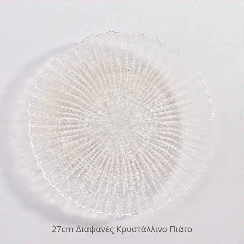 Σετ πιάτων σε σχήμα πετάλου με φλοράλ άκρες - μεγάλα πιάτα για σαλόνι και κουζίνα, γυάλινο με χρυσό περίγραμμα, πιάτα για σνακ και γλυκίσματα