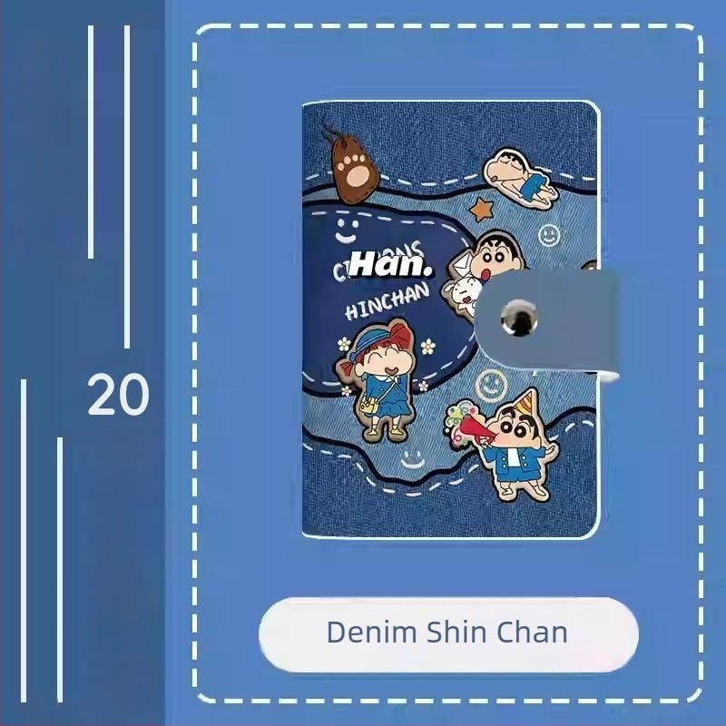 Θήκη καρτών με σχέδιο Shin-Chan, γάτα κινουμένων σχεδίων, πολλές θέσεις για κάρτες, μεγάλη χωρητικότητα, συμπαγής PU-θήκη για τραπεζικές και φοιτητικές κάρτες
