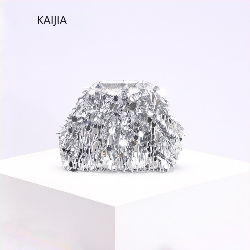 Διεθνές στυλ PVC στρας τσαντάκι χειρός και clutch, με εφέ τσαλακώματος για βραδινές εμφανίσεις και πάρτι