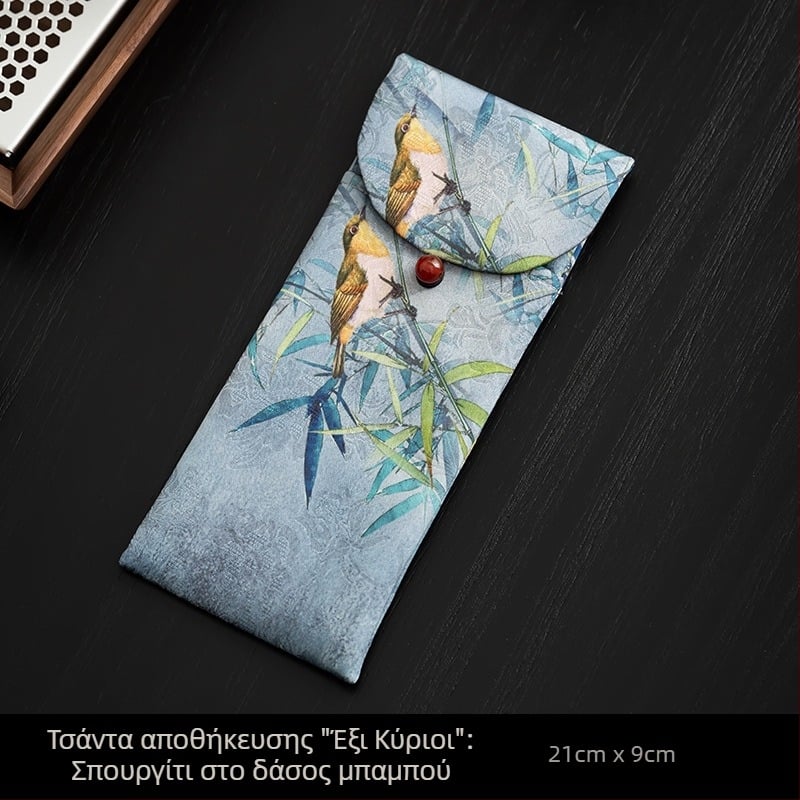 Σετ Gongfu για τελετή τσαγιού με έξι ευγενείς, υφασμάτινη θήκη αποθήκευσης, κουτάλι τσαγιού, κλιπ τσαγιού και εργαλείο αφύπνισης του τσαγιού