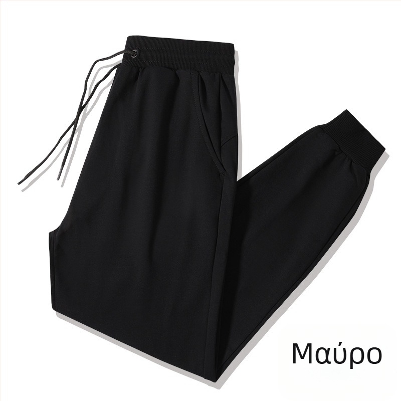 Ανδρικά χαλαρά παντελόνια casual για άνοιξη και φθινόπωρο, παντελόνια τύπου jogger, διαπνοή πλεκτό ύφασμα, μεσαία-υψηλή μέση, βαμβάκι, χαλαρή γραμμή, μανσέτες στις απολήξεις