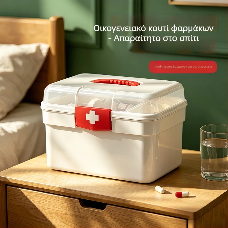 Θήκη φαρμάκων μεγάλης χωρητικότητας με πολλαπλά επίπεδα για οικιακή χρήση, φορητό ιατρικό κιτ αποθήκευσης κοινών φαρμάκων