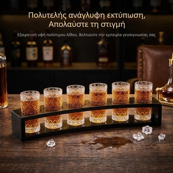 Βάση ποτηριών με ανάγλυφο μοτίβο λίθου και σετ σφηνάκια, για Jägermeister και οικιακά κοκτέιλ