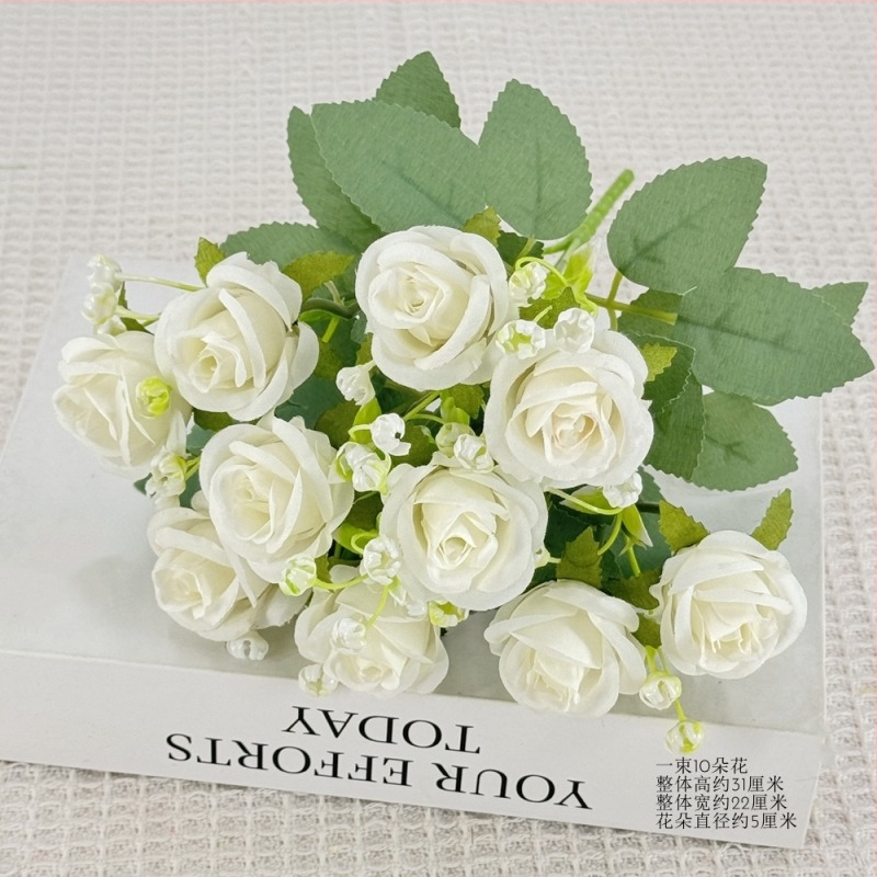 Μεταξωτά λουλούδια με Baby’s Breath και ρόζες διαμαντιών, μικρά μπουκέτα για γάμο και διακόσμηση σπιτιού