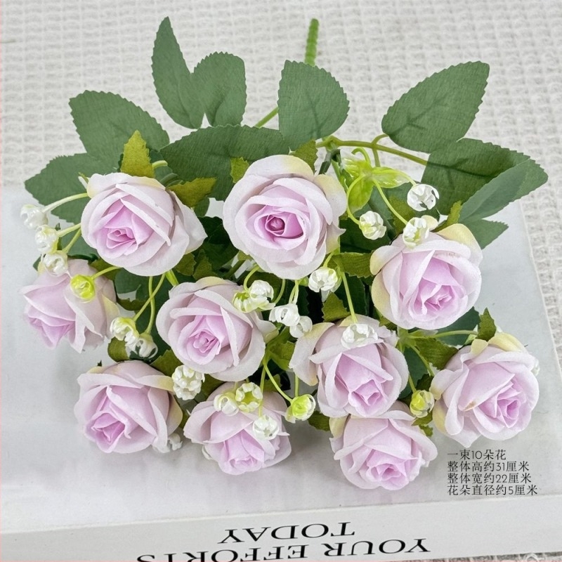Μεταξωτά λουλούδια με Baby’s Breath και ρόζες διαμαντιών, μικρά μπουκέτα για γάμο και διακόσμηση σπιτιού