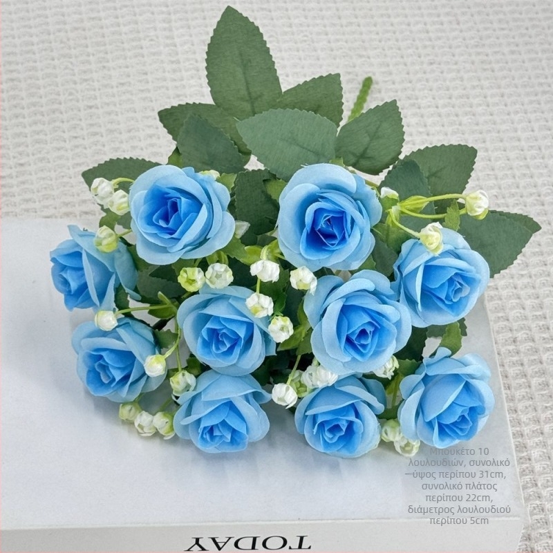 Μεταξωτά λουλούδια με Baby’s Breath και ρόζες διαμαντιών, μικρά μπουκέτα για γάμο και διακόσμηση σπιτιού