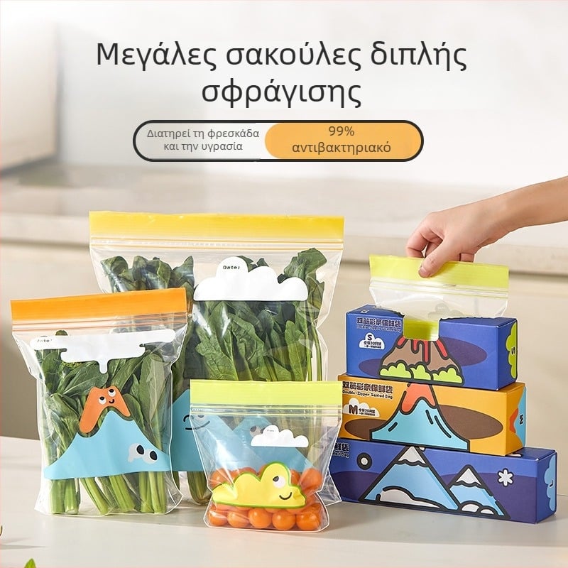Διπλής ραβδωτής κατασκευής σακούλες διατήρησης φρεσκάδας για οικιακή χρήση, κατάλληλες για κατάψυξη και φούρνο μικροκυμάτων, παχυσμένες σφραγισμένες σακούλες τροφίμων