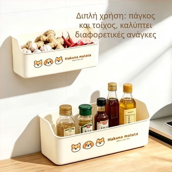 Επιτοίχιο οργανωτής πόρτας ντουλάπας κουζίνας, χωρίς διάτρηση, θήκη μεμβράνης, μικρό κρεμάμενο καλάθι μπάνιου