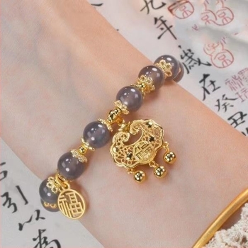 Unisex βραχιόλι από Hetian Jade σε καπνιστό μωβ, αρχαιοελληνικού στυλ, κλείσιμο ασφαλείας με RUYI κούμπωμα – δώρο για εκείνη