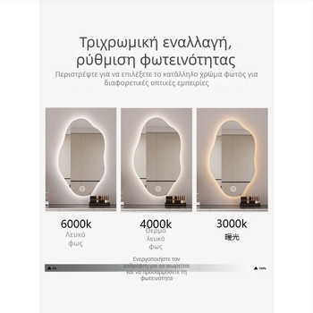 Ακανόνιστου σχήματος LED καθρέφτης μακιγιάζ, επιτοίχιος, με φωτισμό