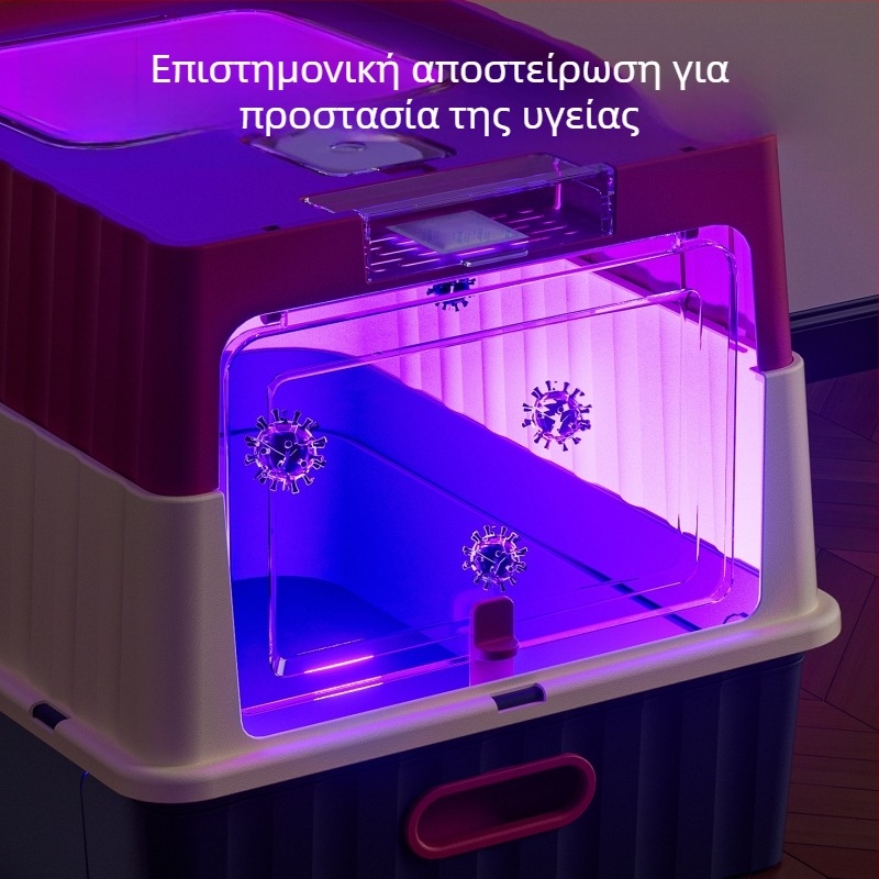Μεγάλο πλήρως κλειστό κουτί άμμου για γάτες, UV απολύμανση, αντι-πιτσιλίσματα
