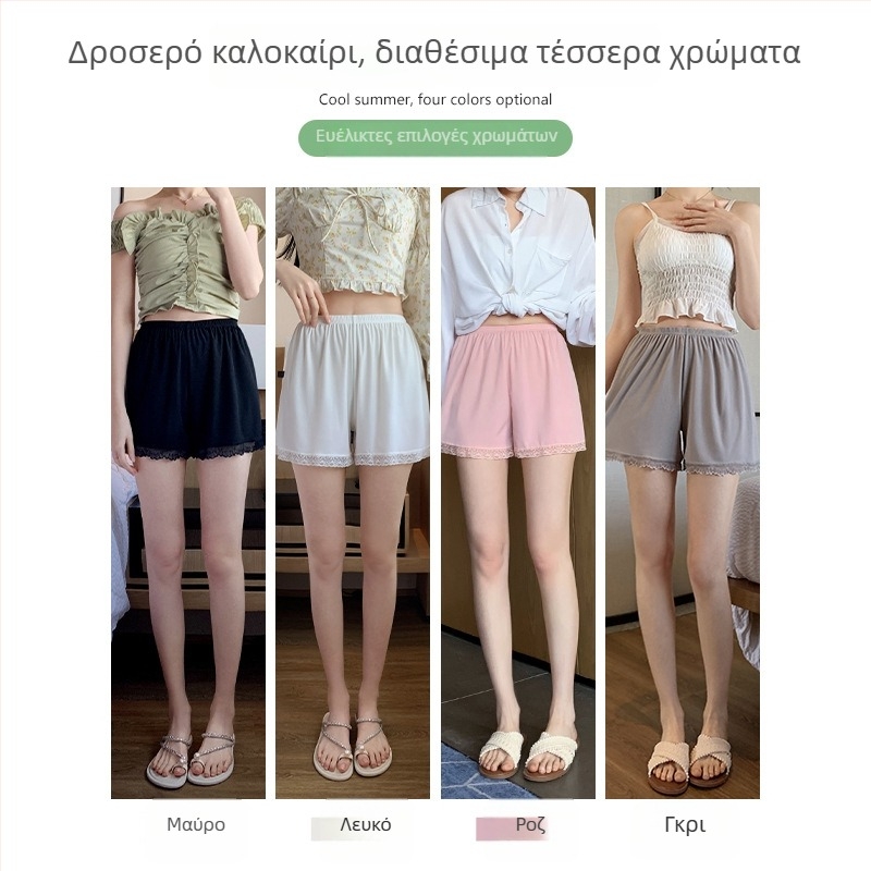 Δαντελένια σορτς ασφαλείας για γυναίκες, ελαφριά καλοκαιρινή γραμμή, ψηλή μέση, μεγάλου μεγέθους, διαπνοή, εμφάνιση γυμνών ποδιών