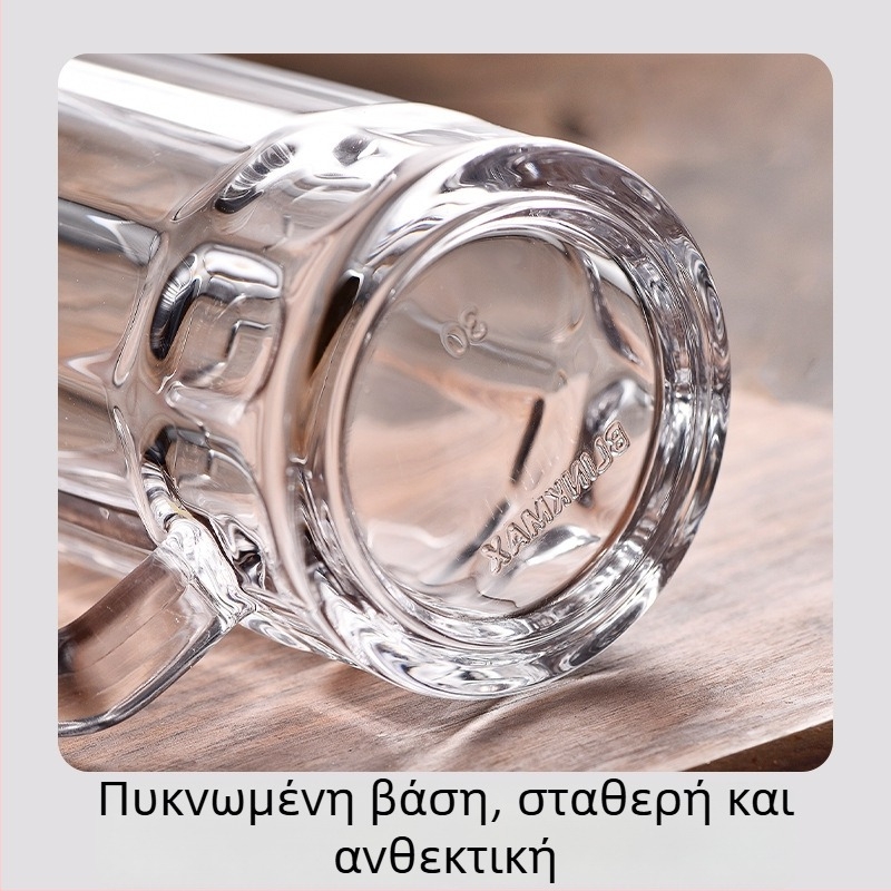 Γυάλινο ποτήρι με λαβή – Σετ ποτηριών για νερό, τσάι και μπύρα με μεγάλη χωρητικότητα
