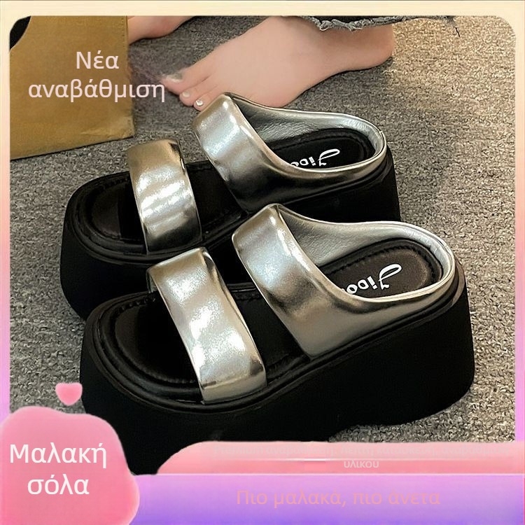 Γυναικεία ελαφριά φθινοπωρινά σανδάλια με ψηλή πλατφόρμα και λουράκι ανάμεσα στα δάχτυλα, casual και ευέλικτα