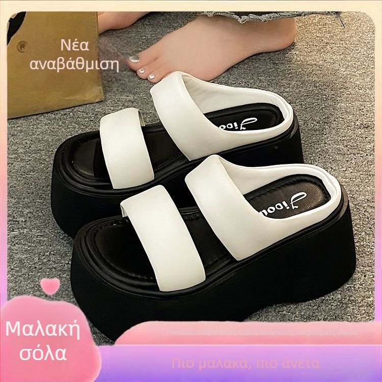 Γυναικεία ελαφριά φθινοπωρινά σανδάλια με ψηλή πλατφόρμα και λουράκι ανάμεσα στα δάχτυλα, casual και ευέλικτα