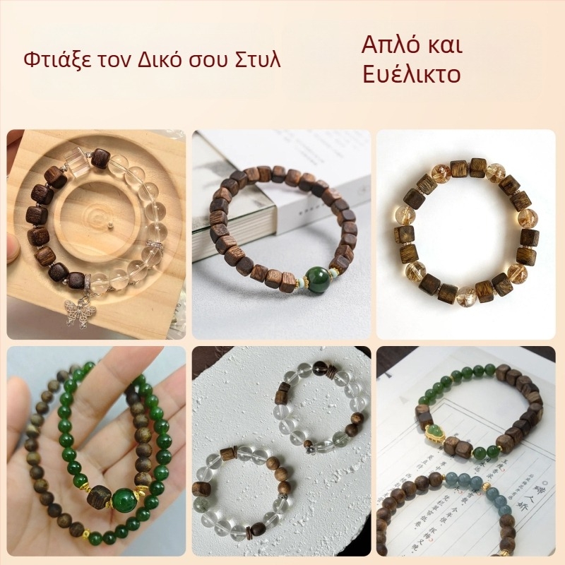 Φυσικές τετράγωνες χάντρες από ξύλο agarwood (agarwood), ελεύθερες χάντρες DIY, βραχιόλια και κολιέ, διαχωριστικά χάντρα