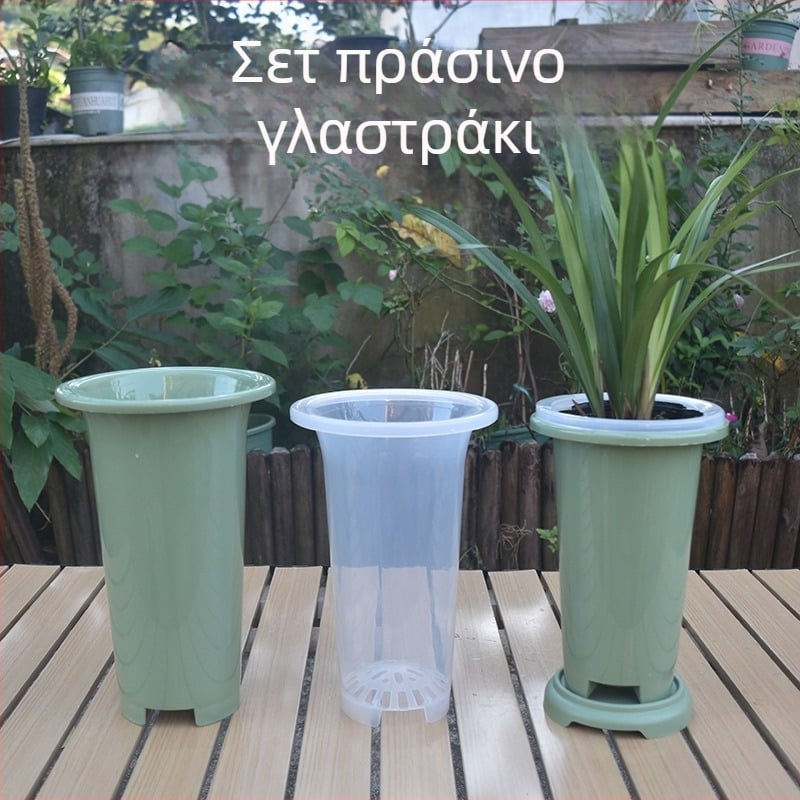 Σετ γλαστρών για ορχιδείες, πράσινη πλαστική γλάστρα ορχιδέας, ειδικά για ορχιδείες, παχύτερη και ψηλότερη κατασκευή